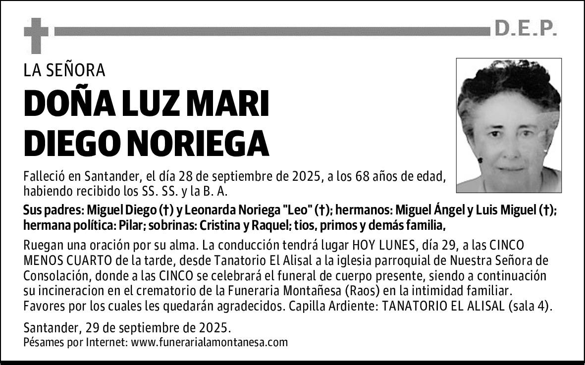 DOÑA LUZ MARI DIEGO NORIEGA