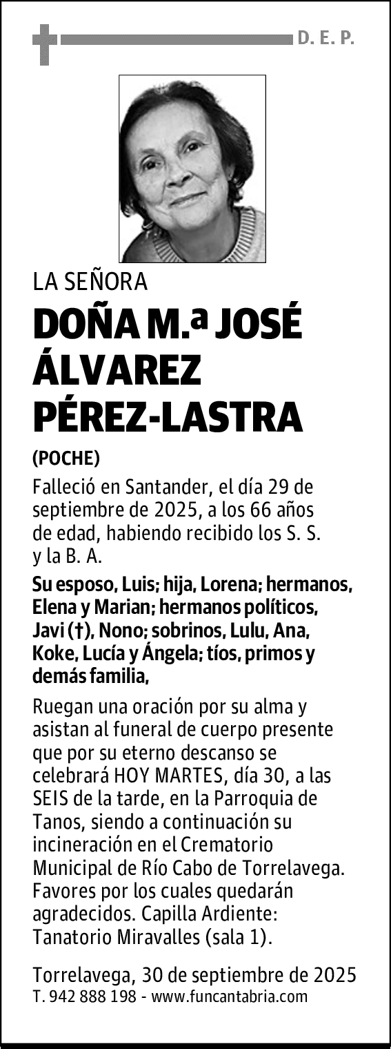 DOÑA M.ª JOSÉ ÁLVAREZ PÉREZ-LASTRA