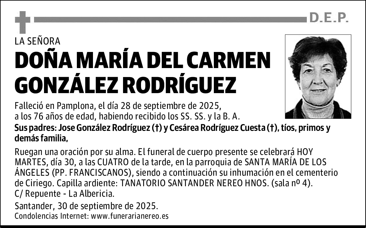 DOÑA MARÍA DEL CARMEN GONZÁLEZ RODRÍGUEZ