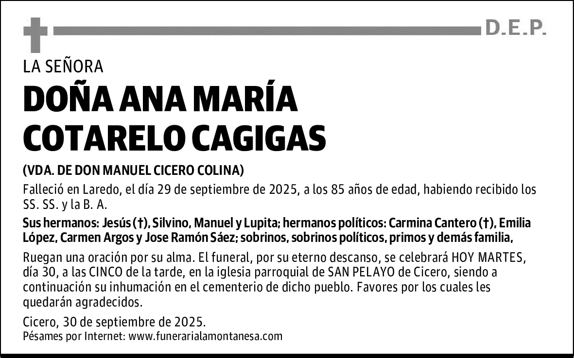 DOÑA ANA MARÍA COTARELO CAGIGAS