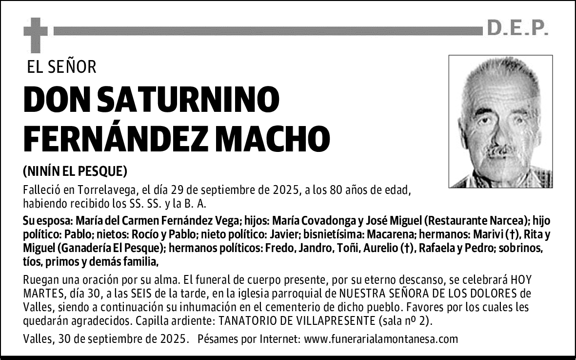 DON SATURNINO FERNÁNDEZ MACHO