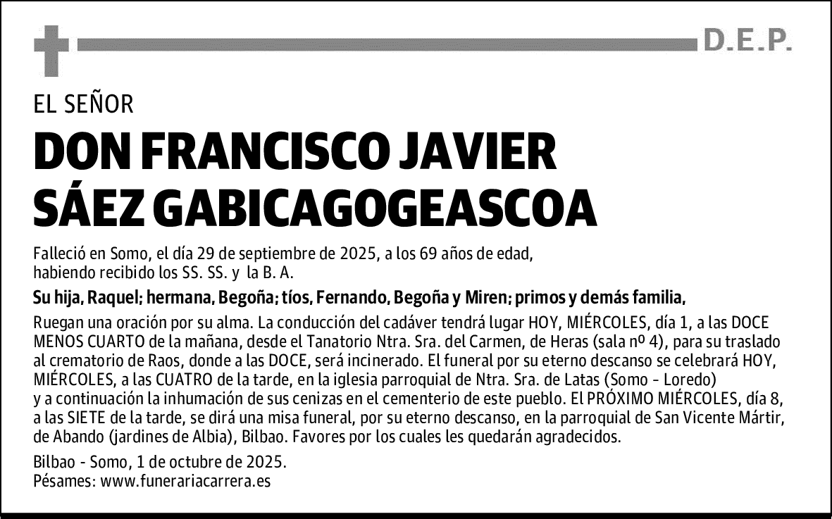 DON FRANCISCO JAVIER SÁEZ GABICAGOGEASCOA