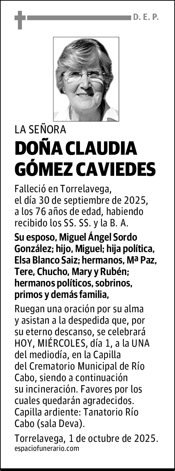 DOÑA CLAUDIA GÓMEZ CAVIEDES