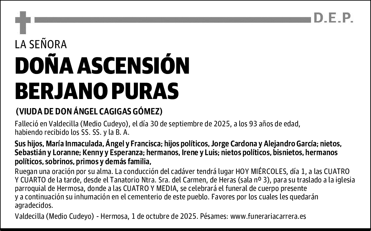 DOÑA ASCENSIÓN BERJANO PURAS
