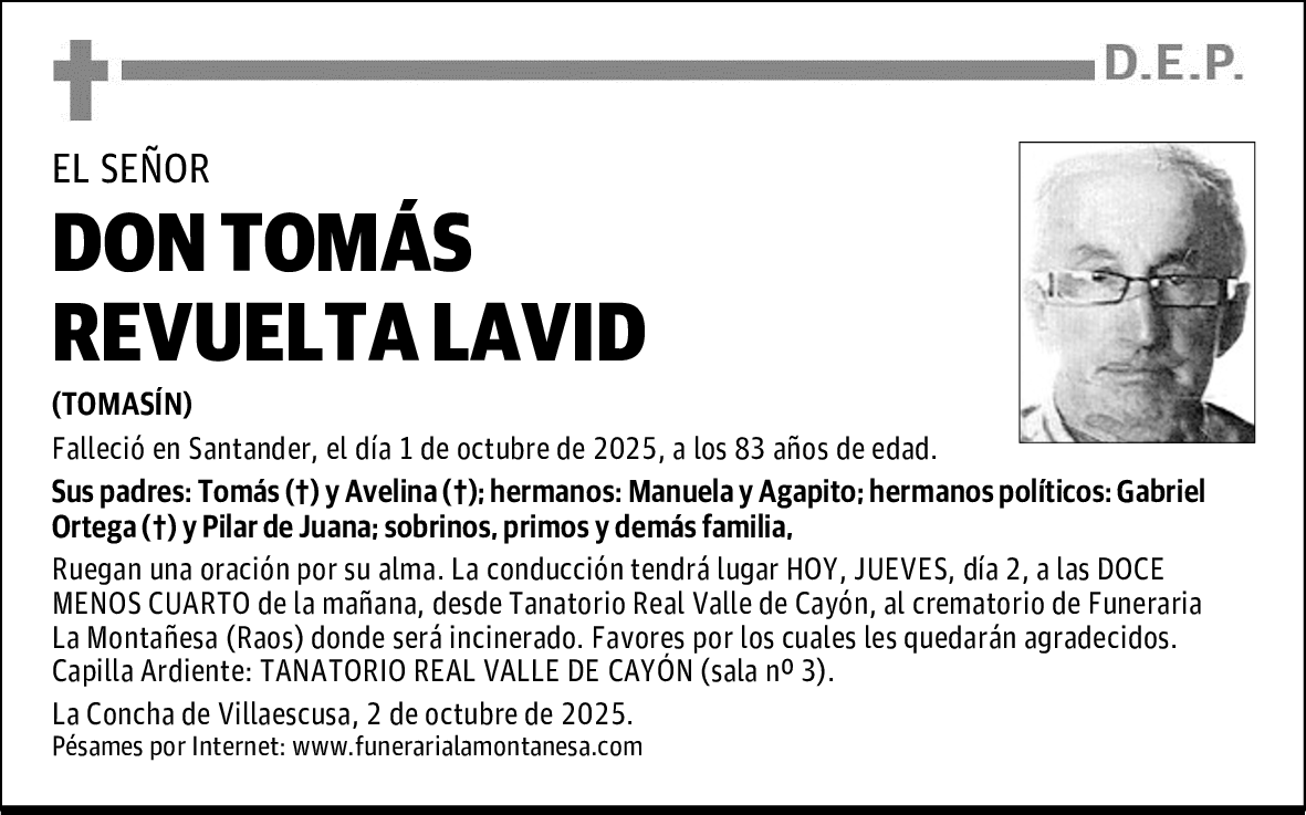 DON TOMÁS REVUELTA LAVID