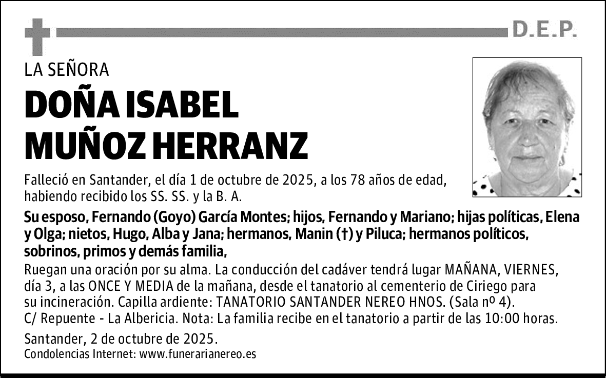 DOÑA ISABEL MUÑOZ HERRANZ