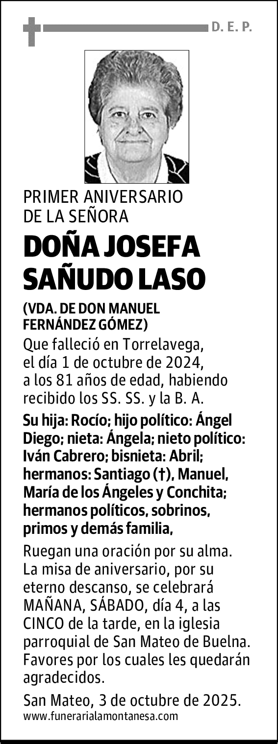 DOÑA JOSEFA SAÑUDO LASO