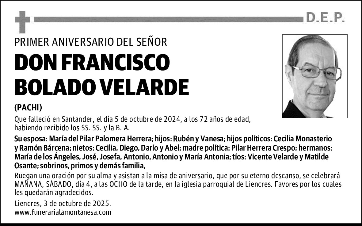 DON FRANCISCO BOLADO VELARDE