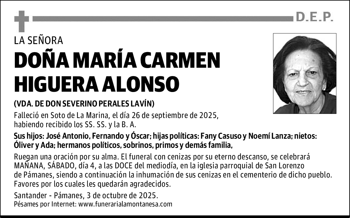 DOÑA MARÍA CARMEN HIGUERA ALONSO
