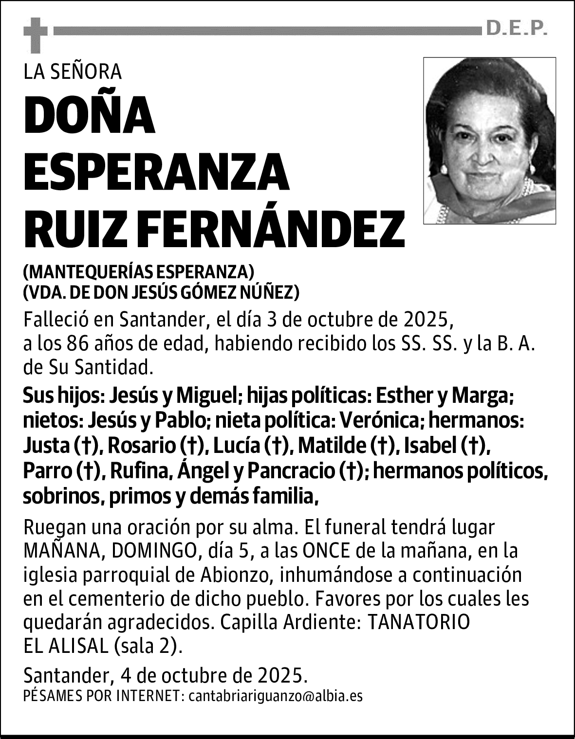 DOÑA ESPERANZA RUIZ FERNÁNDEZ