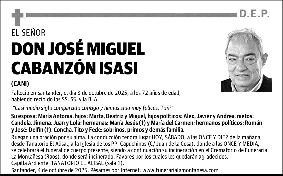 DON JOSÉ MIGUEL CABANZÓN ISASI