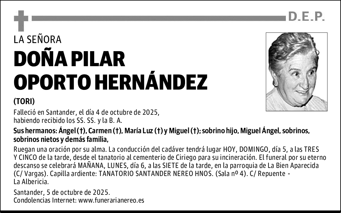 DOÑA PILAR OPORTO HERNÁNDEZ