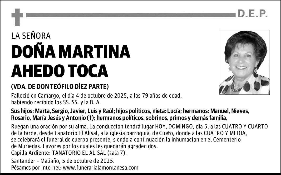 DOÑA MARTINA AHEDO TOCA