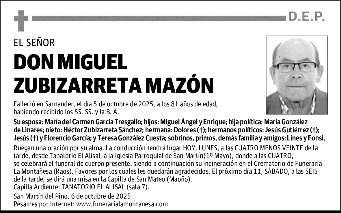 DON MIGUEL ZUBIZARRETA MAZÓN