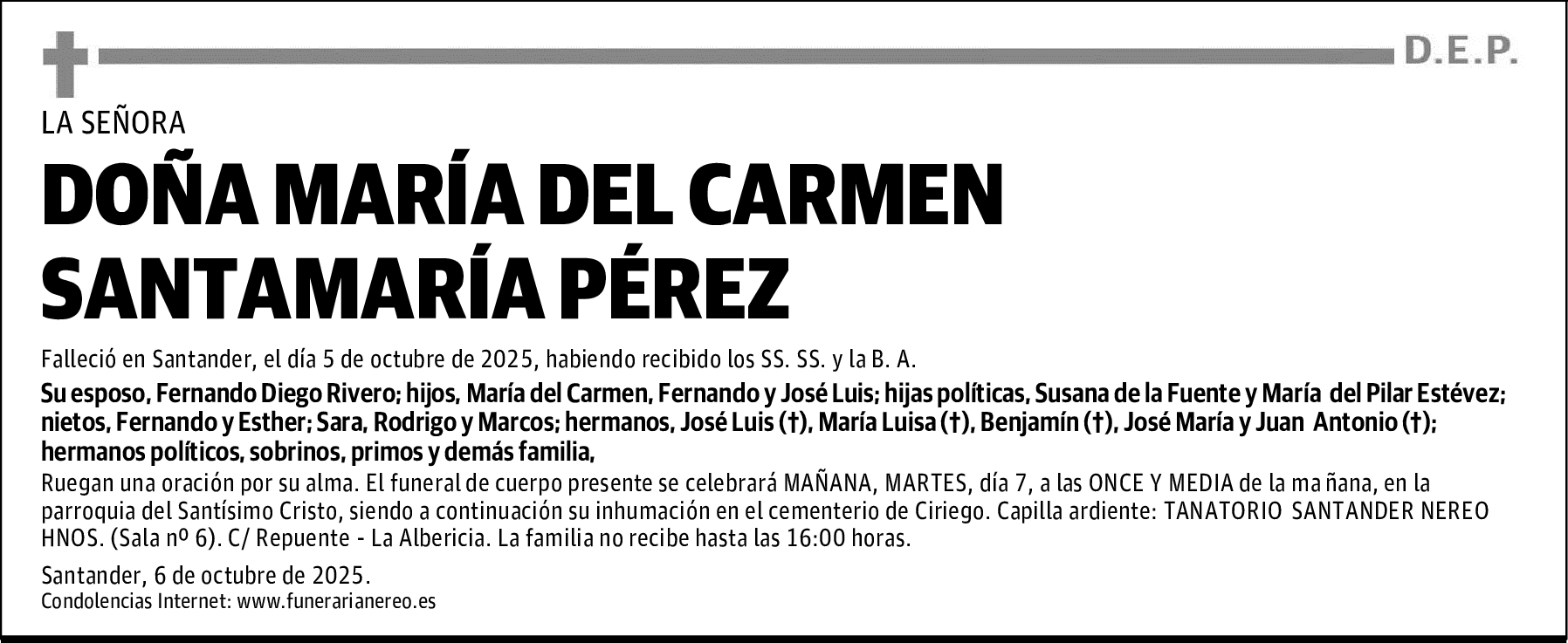 DOÑA MARÍA DEL CARMEN SANTAMARÍA PÉREZ