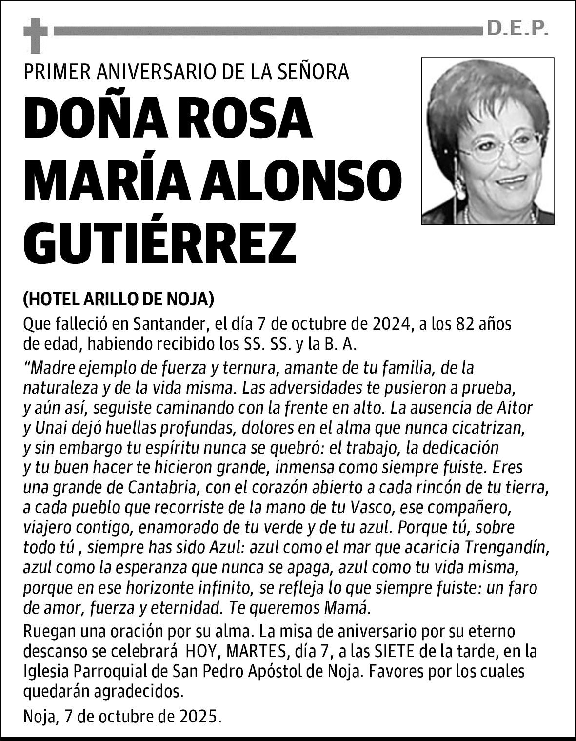 DOÑA ROSA MARÍA ALONSO GUTIÉRREZ