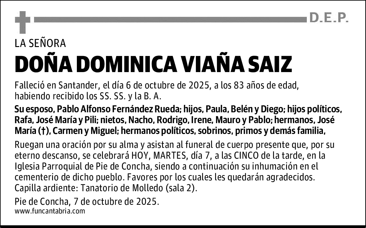 DOÑA DOMINICA VIAÑA SAIZ