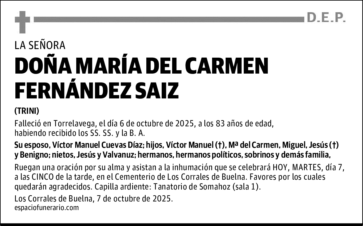 DOÑA MARÍA DEL CARMEN FERNÁNDEZ SAIZ