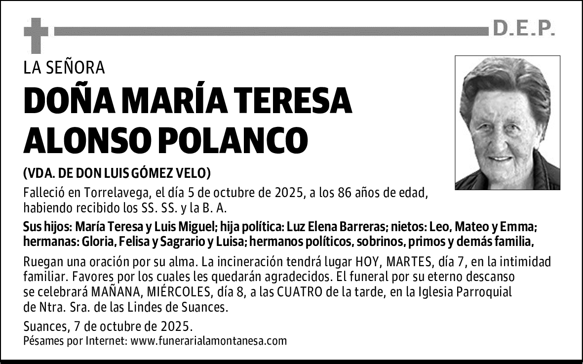 DOÑA MARÍA TERESA ALONSO POLANCO