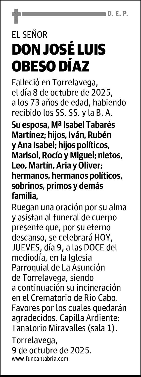 DON JOSÉ LUIS OBESO DÍAZ
