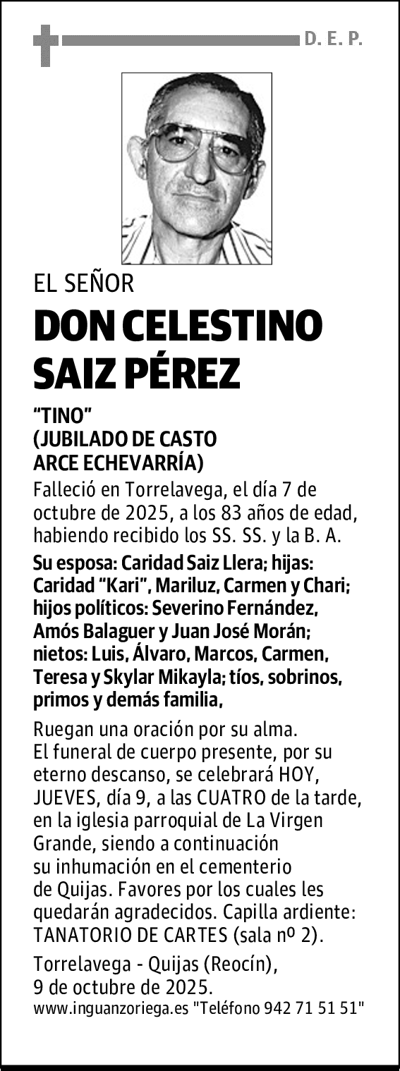 DON CELESTINO SAIZ PÉREZ