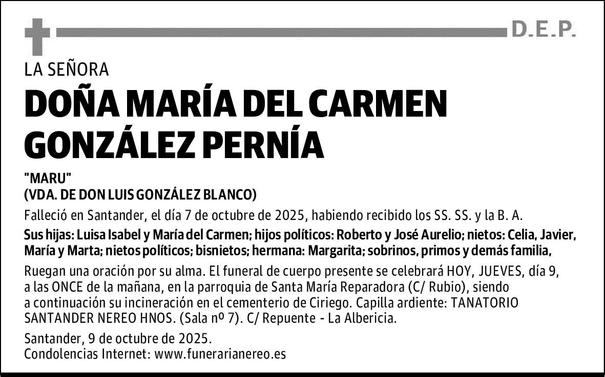 DOÑA MARÍA DEL CARMEN GONZÁLEZ PERNÍA