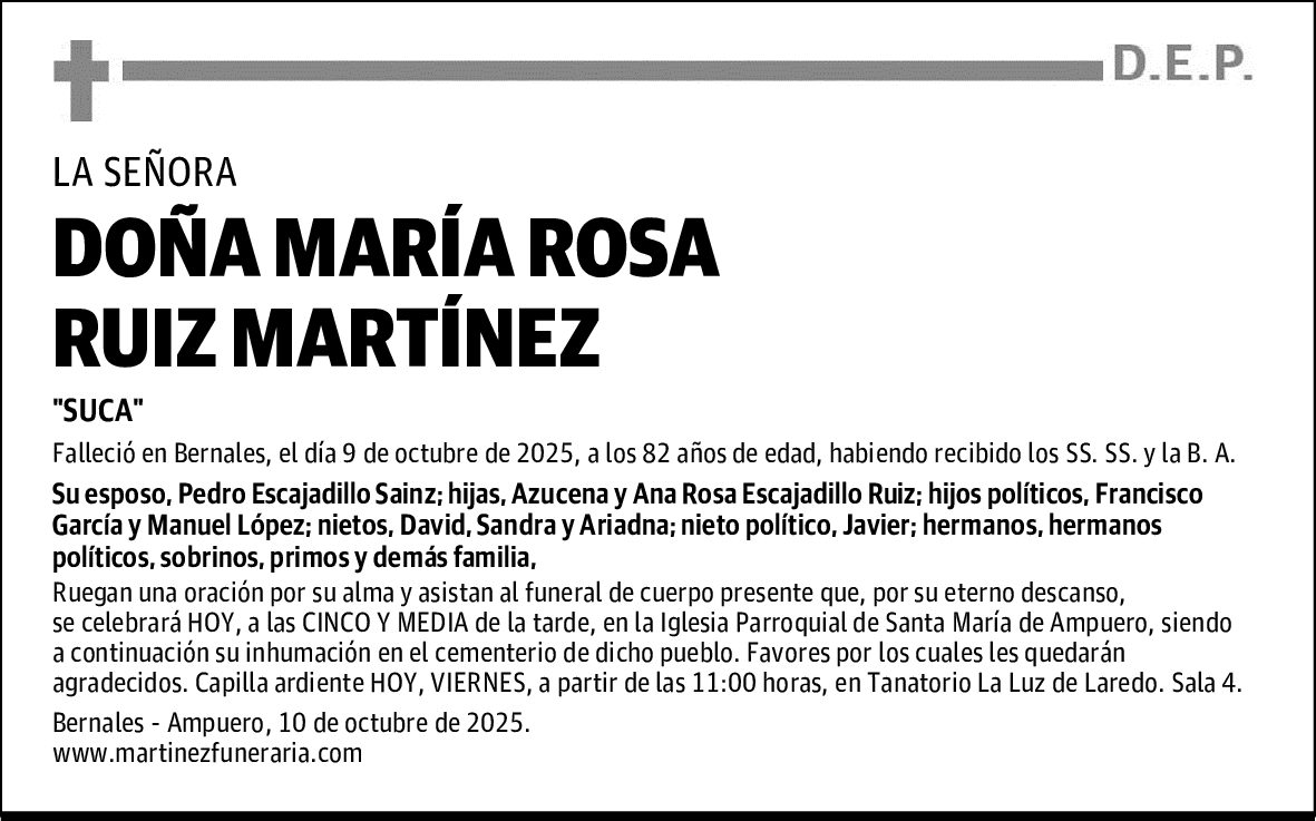 DOÑA MARÍA ROSA RUIZ MARTÍNEZ