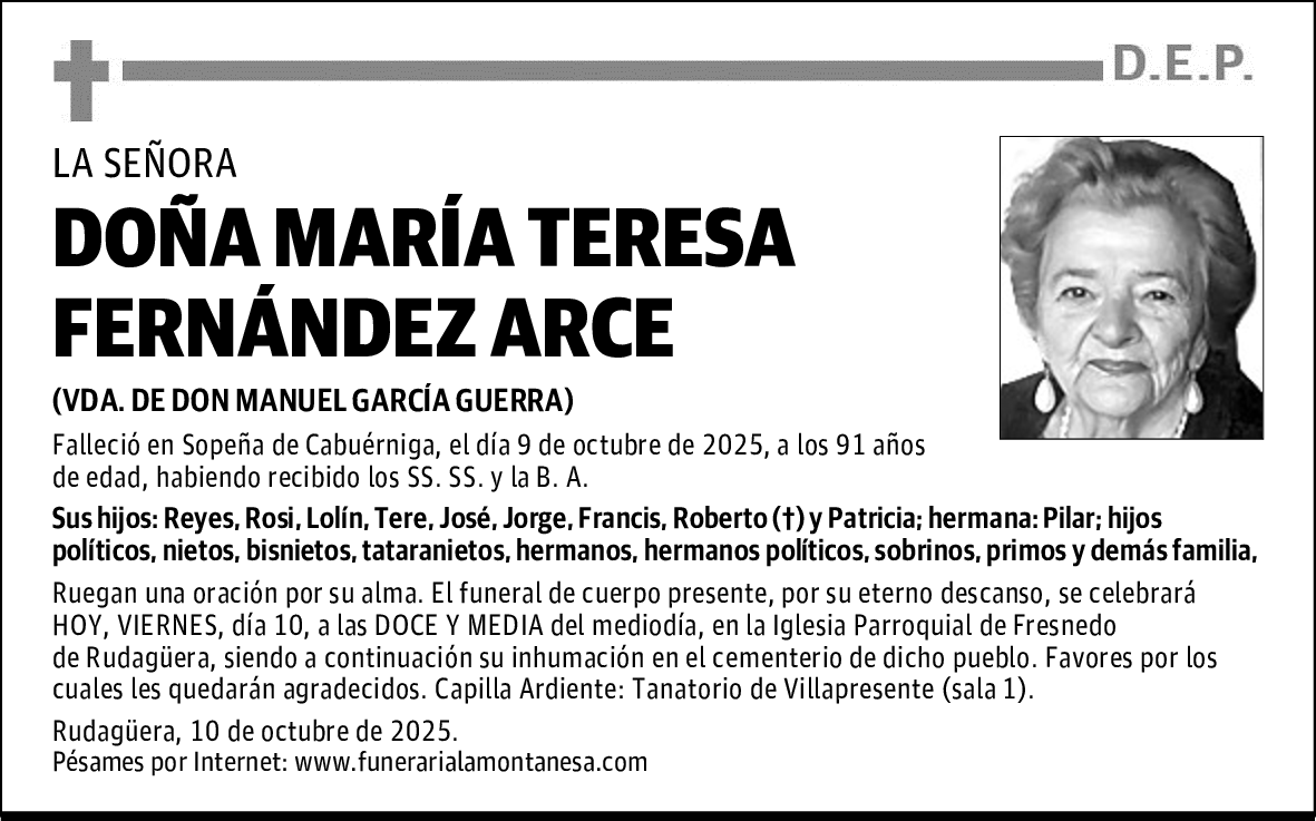 DOÑA MARÍA TERESA FERNÁNDEZ ARCE