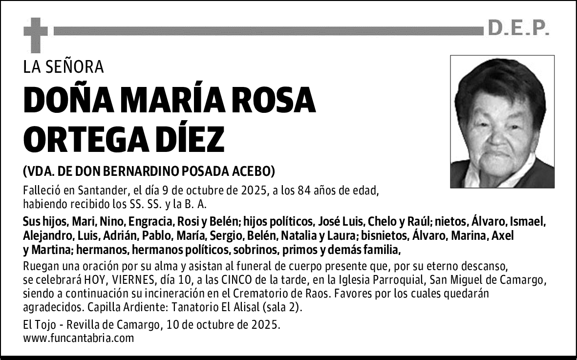 DOÑA MARÍA ROSA ORTEGA DÍEZ