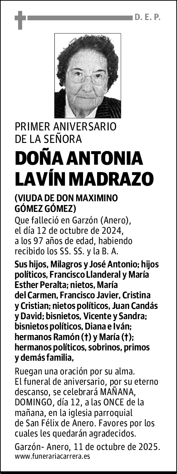 DOÑA ANTONIA LAVÍN MADRAZO