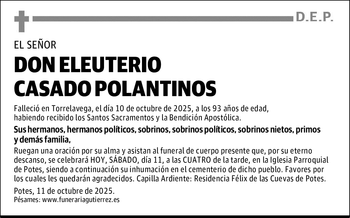 DON ELEUTERIO CASADO POLANTINOS