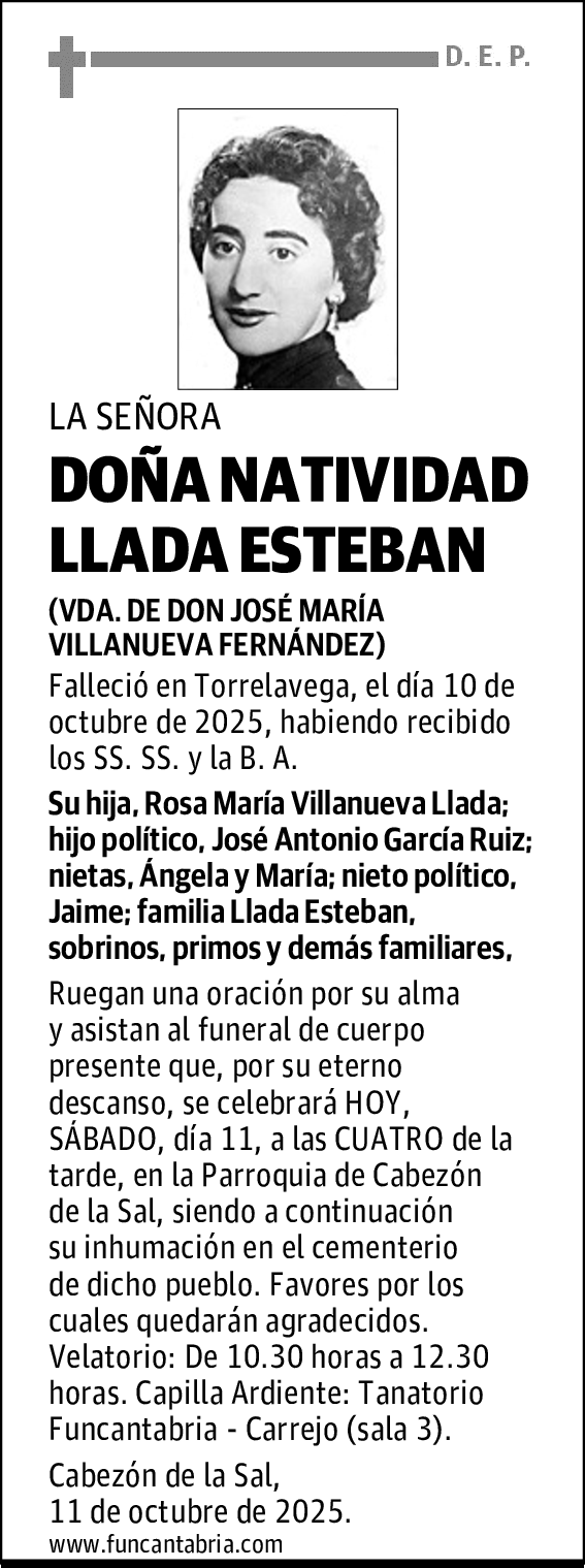 DOÑA NATIVIDAD LLADA ESTEBAN