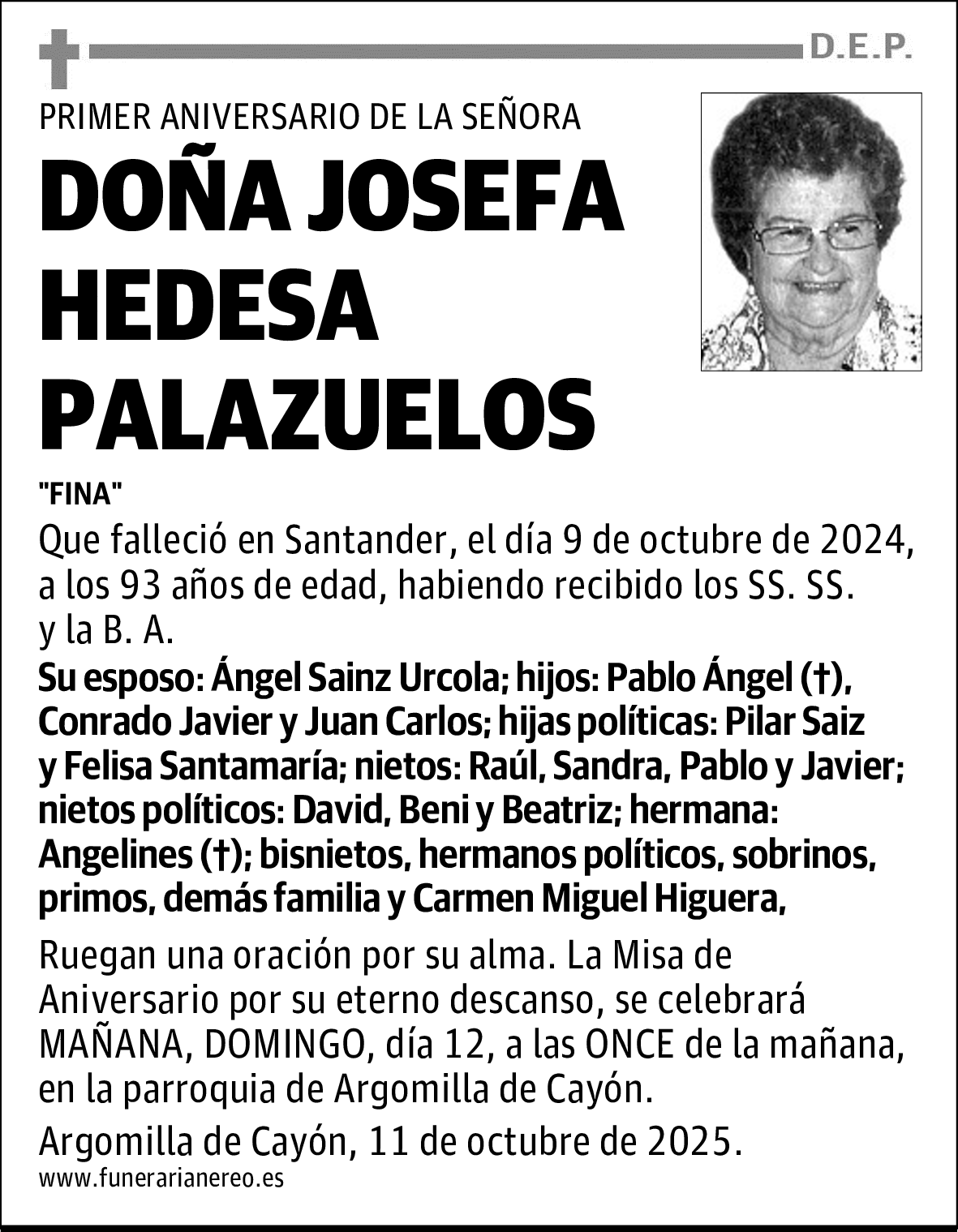 DOÑA JOSEFA HEDESA PALAZUELOS
