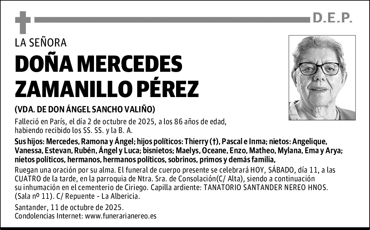 DOÑA MERCEDES ZAMANILLO PÉREZ