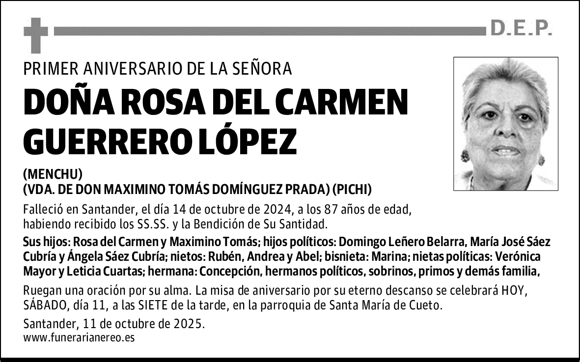 DOÑA ROSA DEL CARMEN GUERRERO LÓPEZ