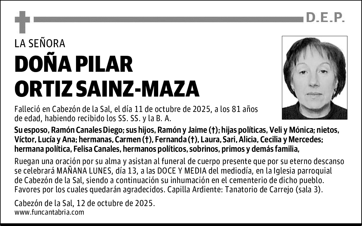 DOÑA PILAR ORTIZ SAINZ-MAZA