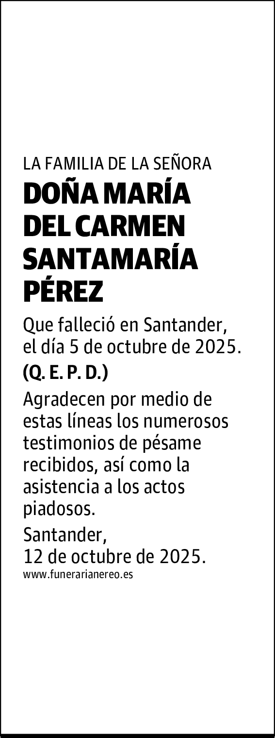 DOÑA MARÍA DEL CARMEN SANTAMARÍA PÉREZ