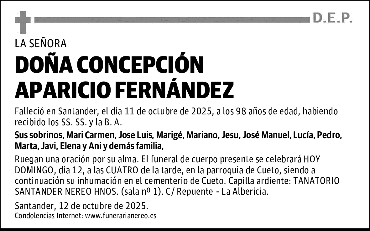 DOÑA CONCEPCIÓN APARICIO FERNÁNDEZ