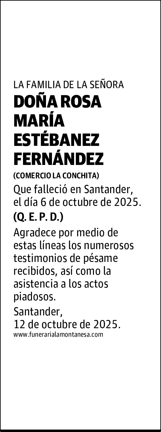 DOÑA ROSA MARÍA ESTÉBANEZ FERNÁNDEZ
