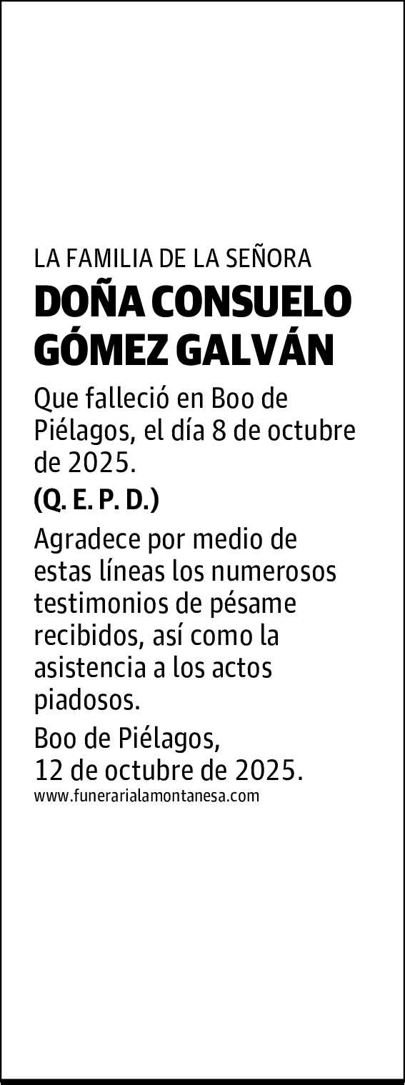 DOÑA CONSUELO GÓMEZ GALVÁN