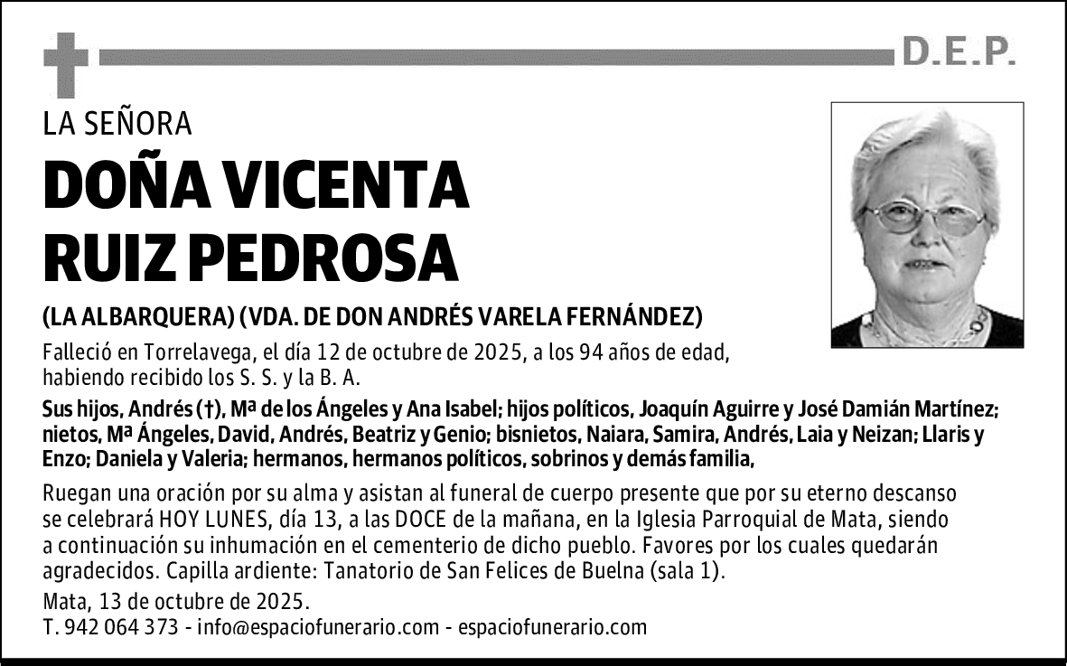 DOÑA VICENTA RUIZ PEDROSA