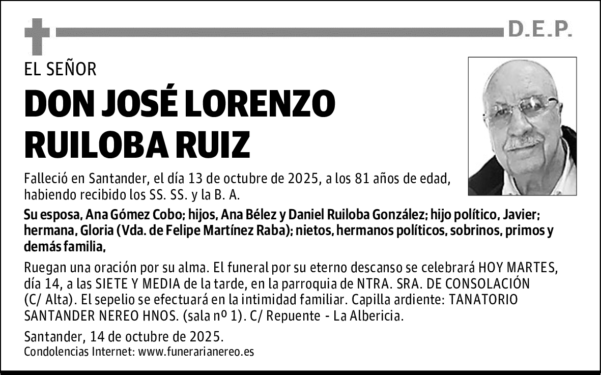 DON JOSÉ LORENZO RUILOBA RUIZ