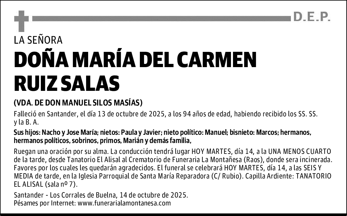 DOÑA MARÍA DEL CARMEN RUIZ SALAS