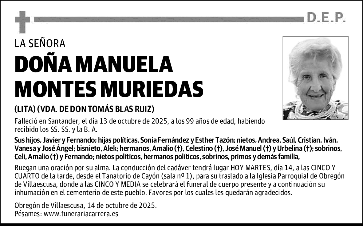 DOÑA MANUELA MONTES MURIEDAS