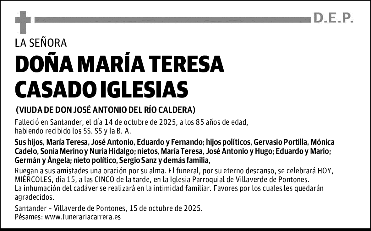 DOÑA MARÍA TERESA CASADO IGLESIAS