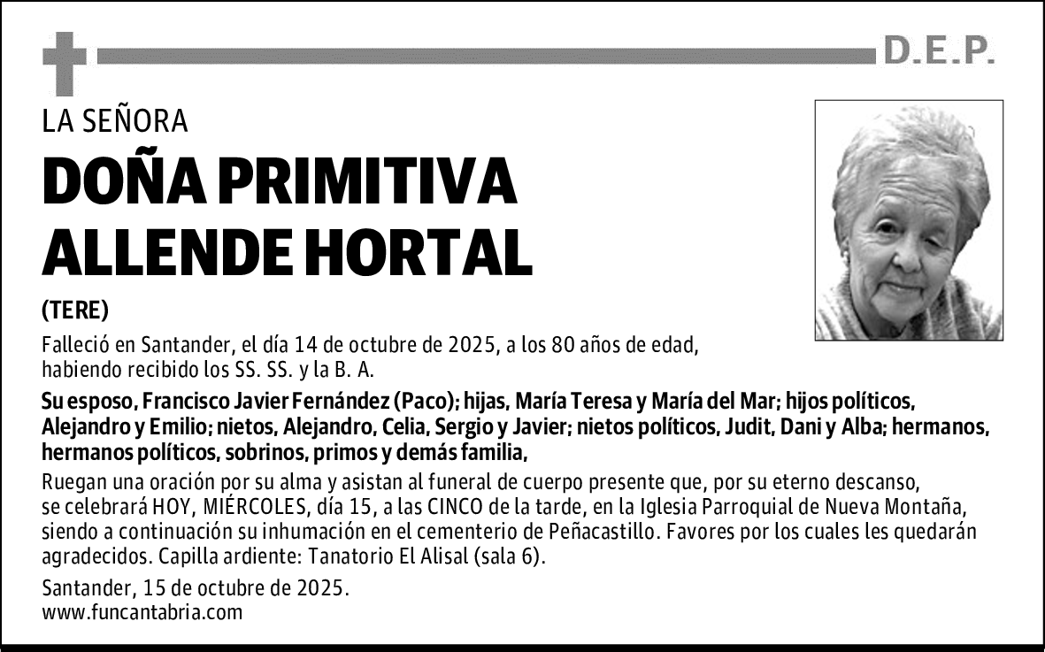 DOÑA PRIMITIVA ALLENDE HORTAL