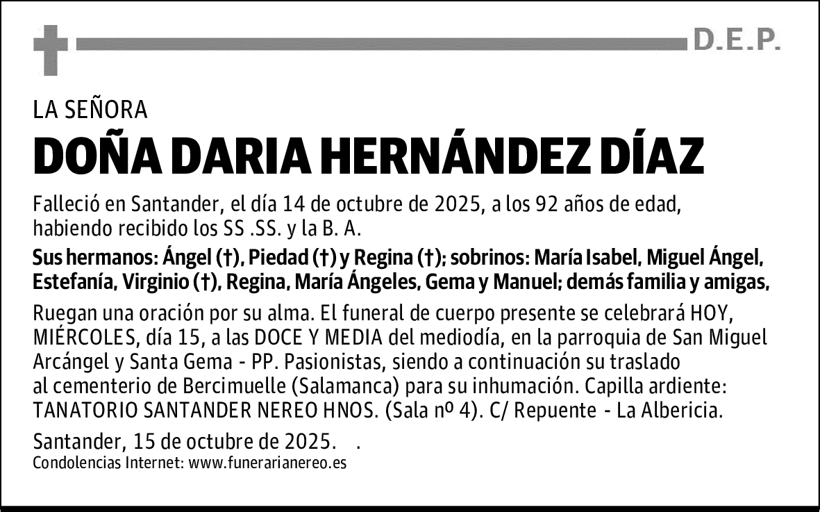 DOÑA DARIA HERNÁNDEZ DÍAZ
