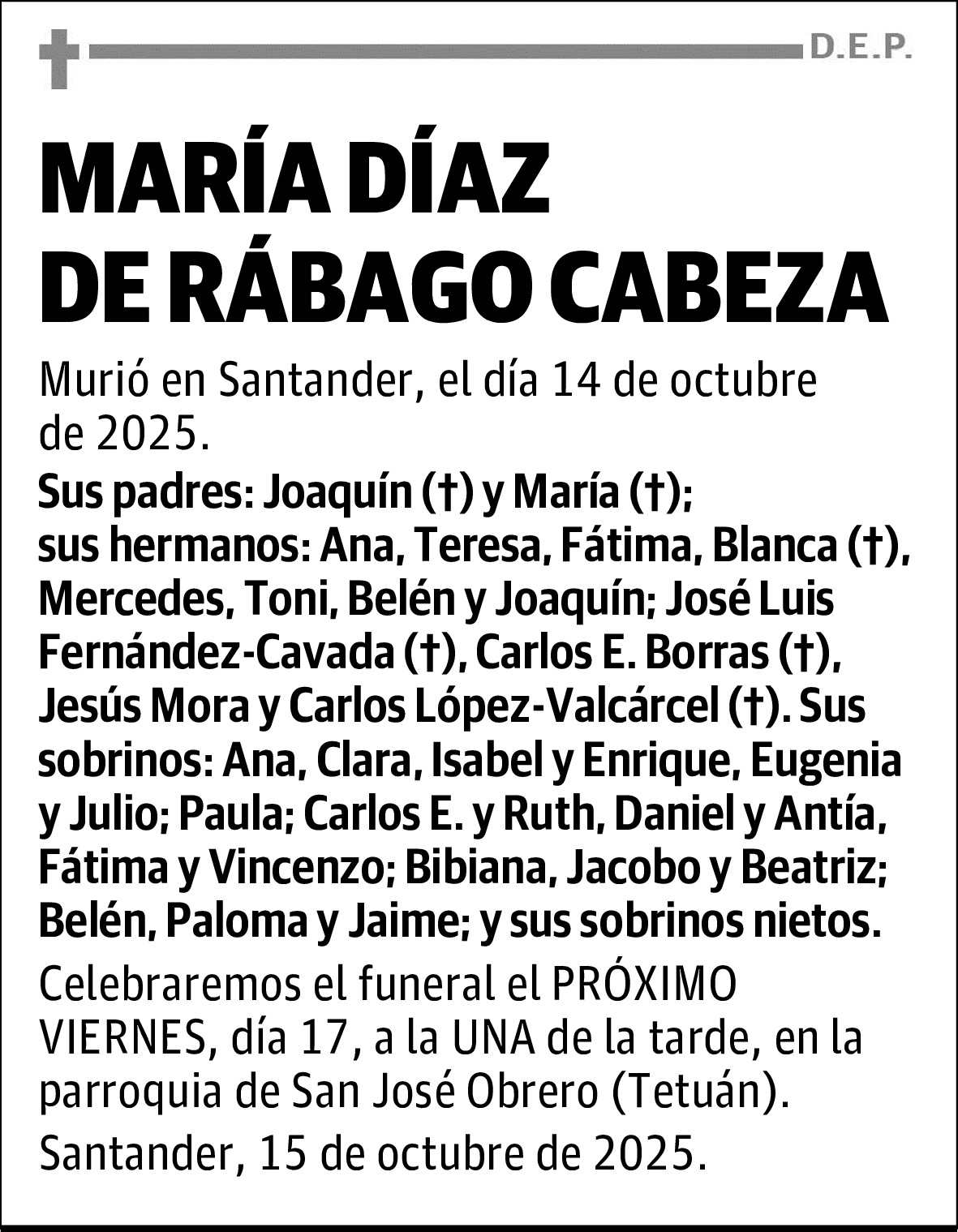MARIA DIAZ DE RABAGO CABEZA