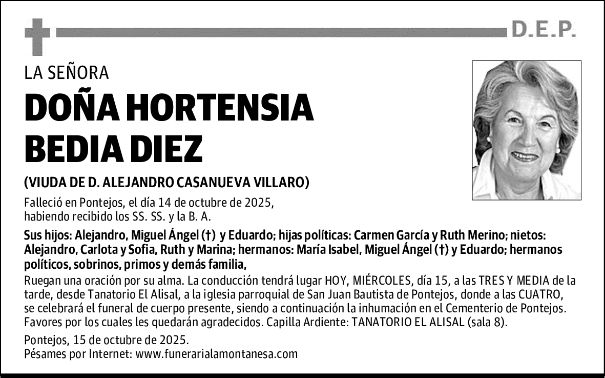 DOÑA HORTENSIA BEDIA DIEZ