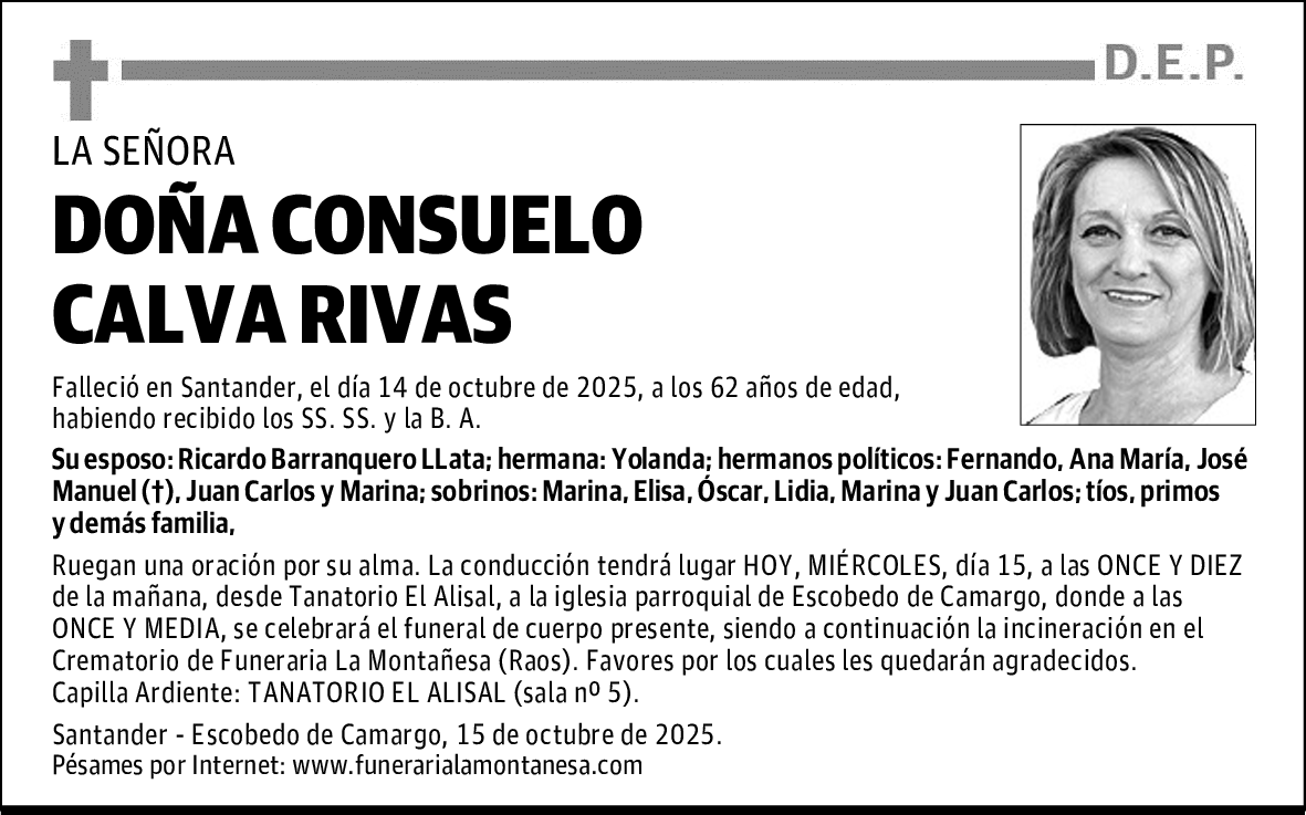 DOÑA CONSUELO CALVA RIVAS